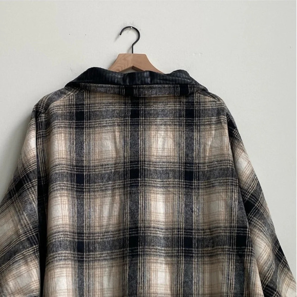 Blank NYC checked out plaid poncho cape jacket quarter zip vegan leather collar - Picture 16 of 16
